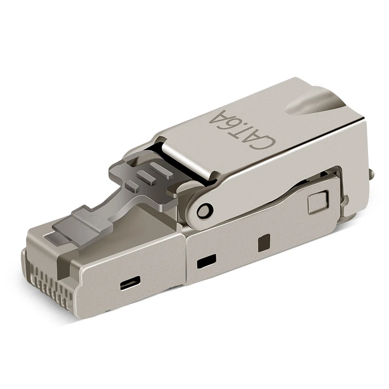 2PCS CAT6A shielded crystal head FTP RJ45 connector Metal Module Tool-Free Plug Computer cable adapter for 10Gbps server network