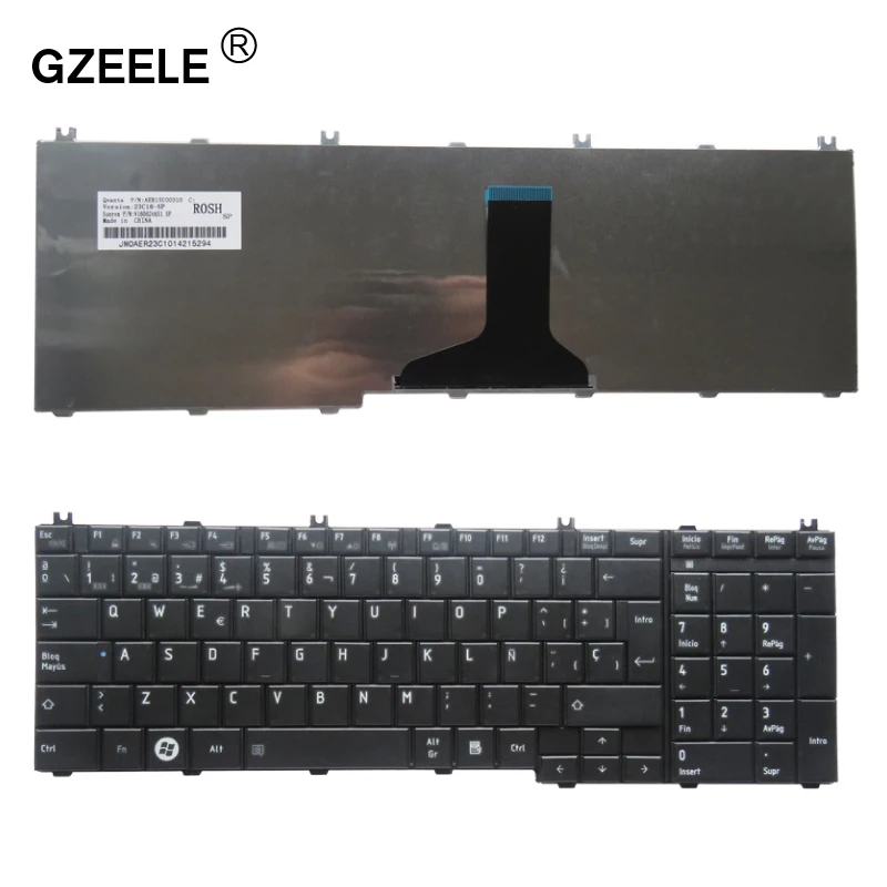 GZEELE Spanish SP Teclado keyboard for Toshiba Satellite C660D L650D L670D L750D L770 BLACK