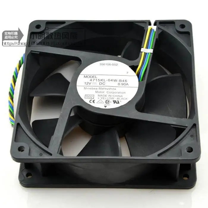 NMB-MAT 12038 120mm x 120mm x 38mm 4715KL-04W-B46 PWM Cooler Cooling Fan 12V 0.90A 4Wire 4Pin Connector