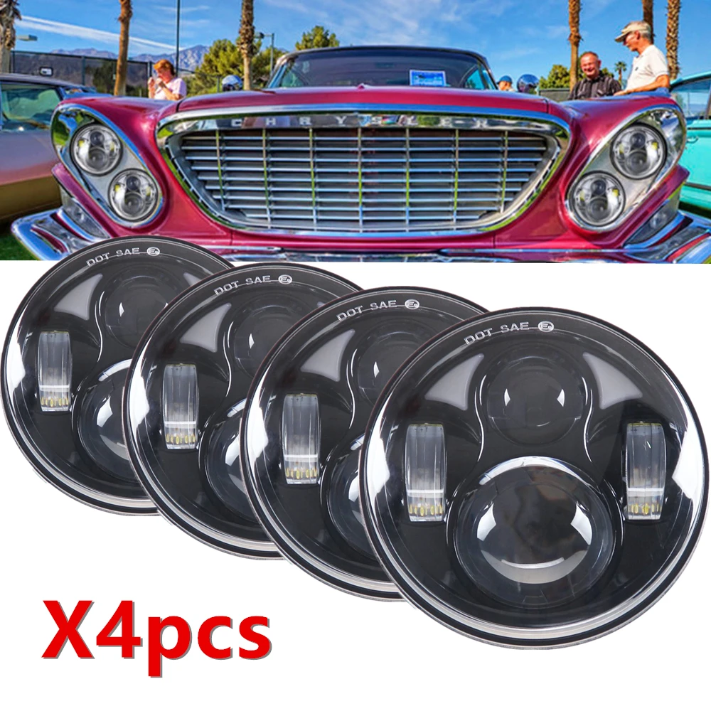 

4pcs 5.75 5 3/4 Inch Round H4 Led Headlight Conversion Set For Chevy For Ford For Plymouth For Toyota For Motorcycles