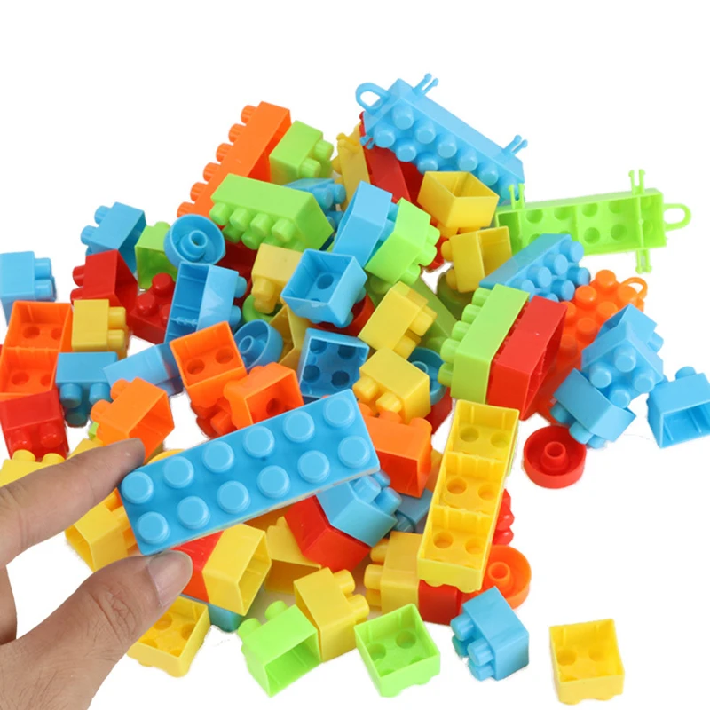 Giocattolo di blocchi impilabili portatili multicolori da 90 pezzi per bambini Blocchi di plastica classici per bambini