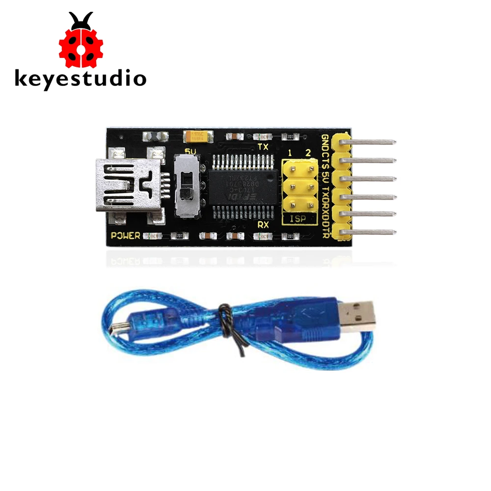 Keyestudio FTDI(original chips) Basic Program Downloader USB to TTL FT232+USB cable for Arduino