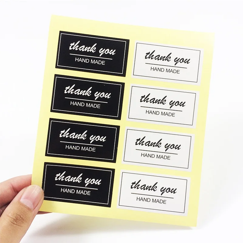 80 Pcs/lot Black&White Hand Made Thank You Label Sticker DIY Handmade For Gift Cake Baking Scrapbooking Sealing Sticker