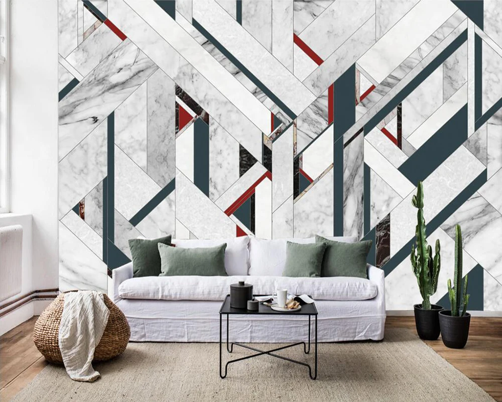 Custom wallpaper Retro geometric shapes color block background wall