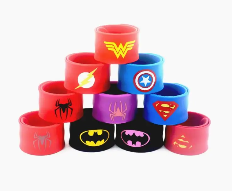 20pcs/lot 2.5cm Funny Heros Silicone Sports Wristband Male Boy Kids Party Costume Birthday Party Takeaways Favor Gift