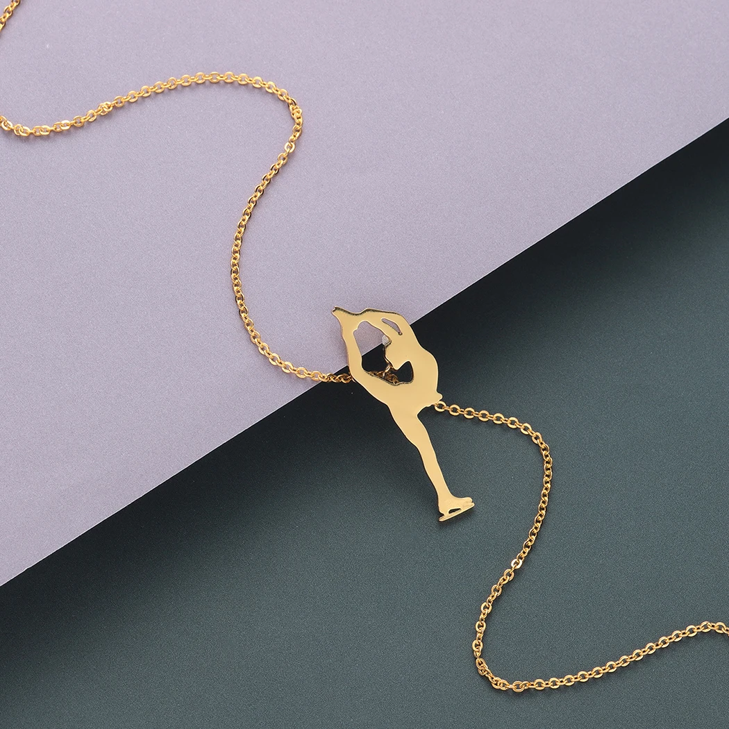 Cxwind Ice Skating Woman Pendant Necklace for Women Simple Female Figure Shape Chain Necklaces Collier 2025 Jewelry Wholesale