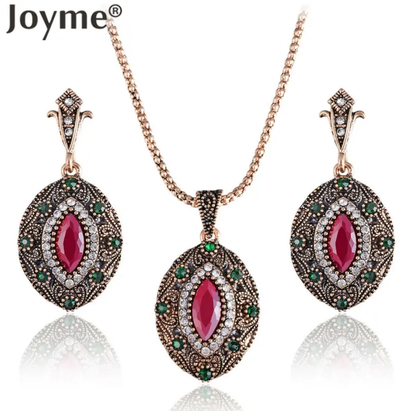 New Luxury Imitation Vintage Jewelry Sets For Women Bridal Wedding Jewelry Indian Ethnic Turkish Engagement  Wedding Accessories