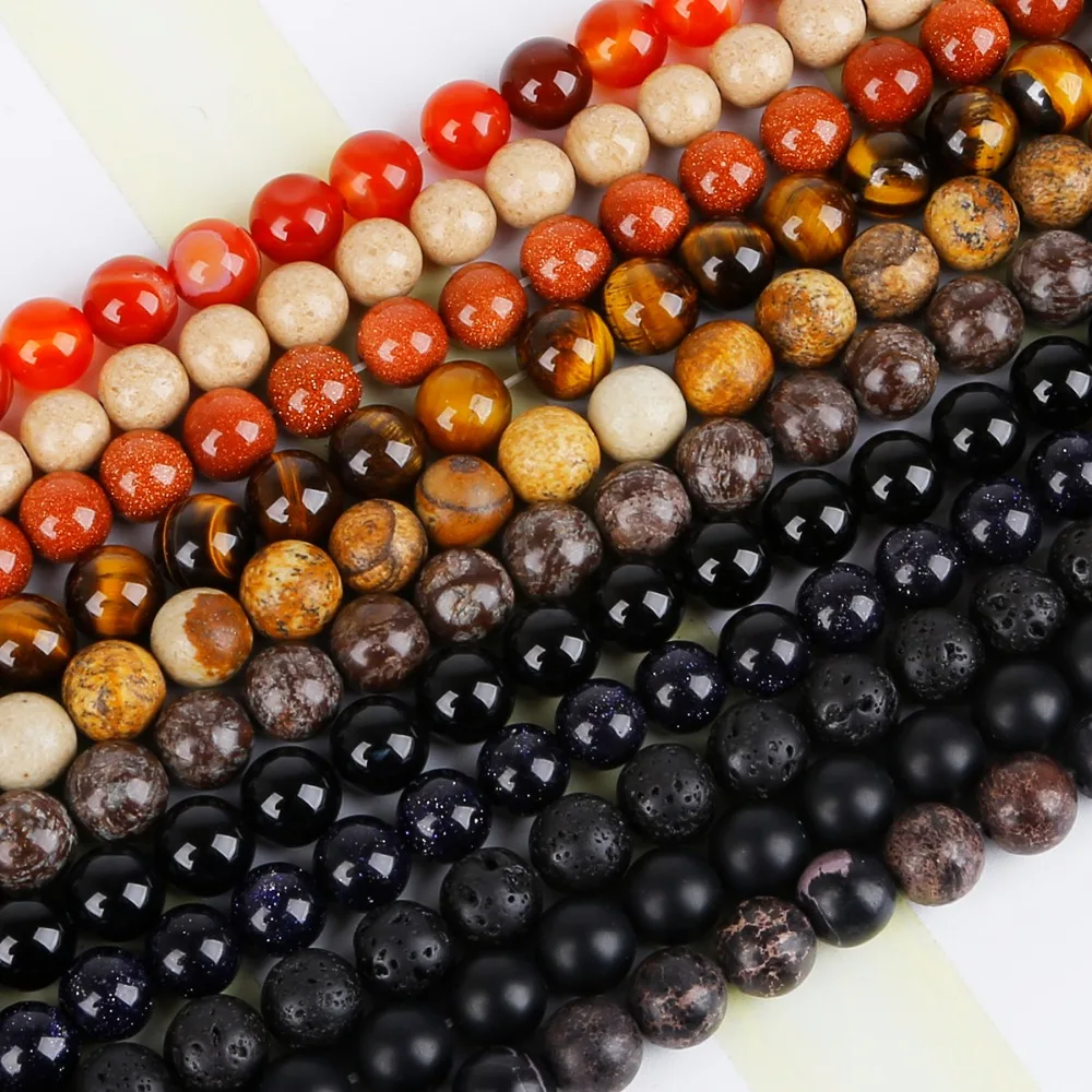 Natural Tiger Eye Assorted Mixed Gem Round Loose Stone Beads for DIY Necklace Bracelet Jewelry Making Pick Size 4 6 8 10mm