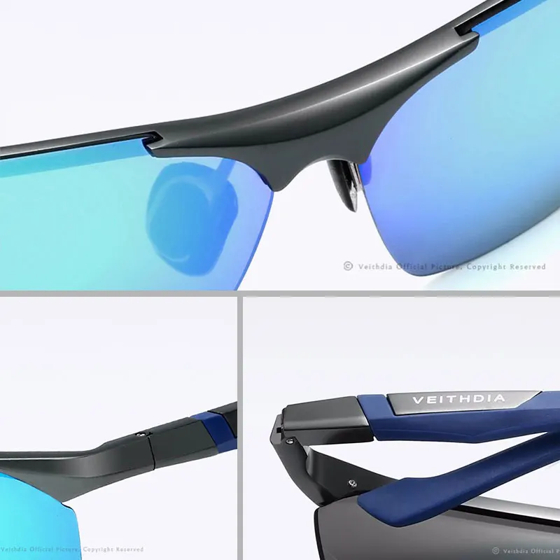 VEITHDIA Men\'s Sunglasses Aluminum Magnesium Polarized Blue Coating Mirror Sun Glasses Outdoor Male Eyewear Accessories 6589