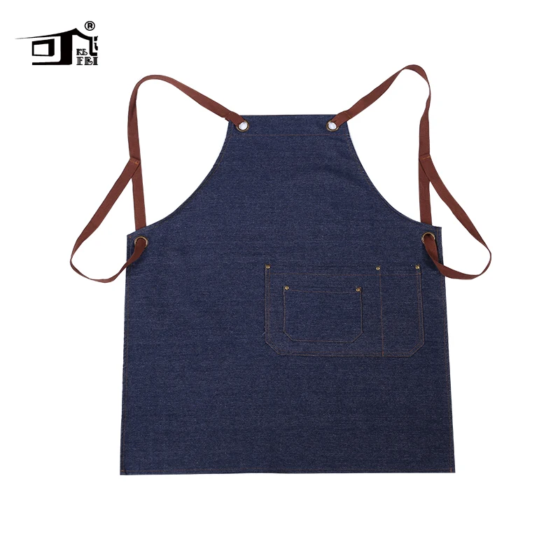 2022 High Quality Korean Unisex bib denim apron lady women kitchen cooking apron tablier de cuisine pour femme