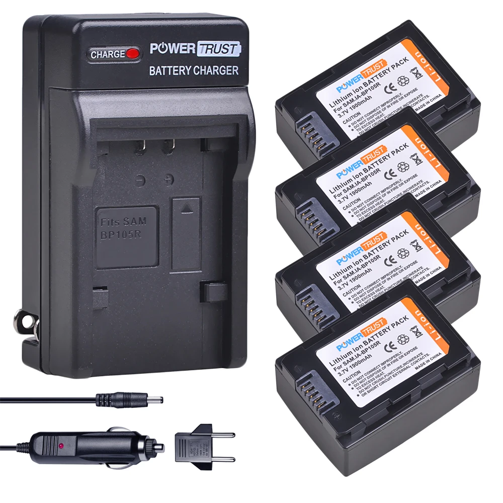 

IA-BP105R BP105R IA-BP210R IABP210R 4PCS Battery+Digital Wall Charger for SAMSUNG SMX-F500 F501 F530 HMX-F900 F910 F920 H320