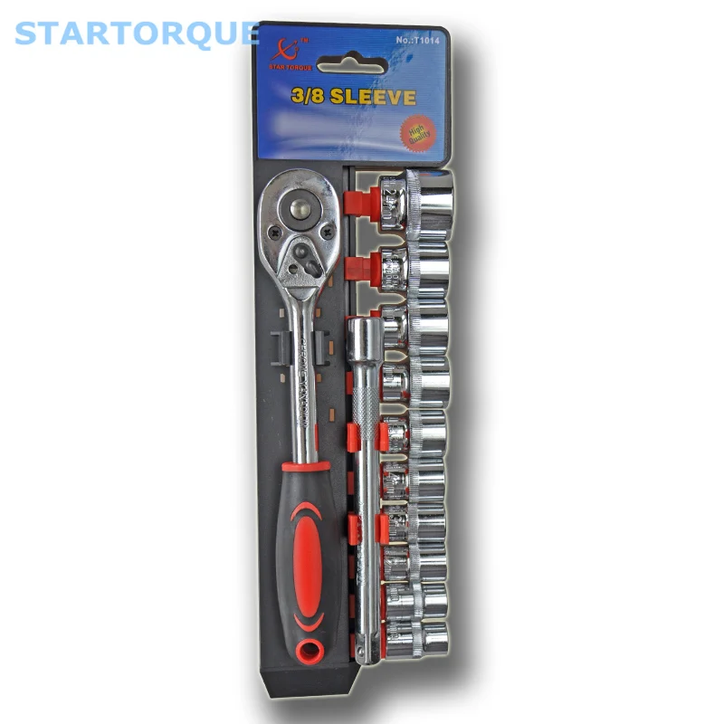 STARTORQUE 12PC 1/4 Inch 1/2 Inch 3/8 Inch Ratchet Wrench Kit Chrome Steel Socket Wrench Spanner Extension Rod 