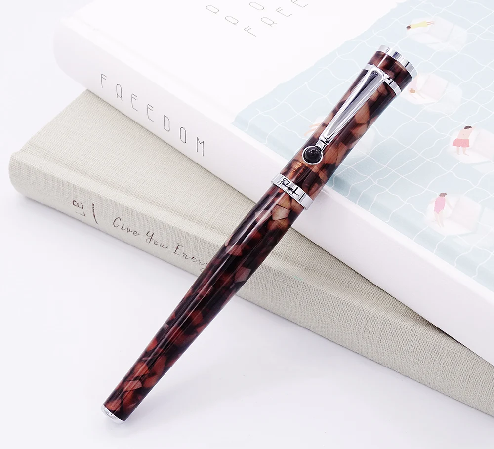 Fuliwen Celluloid Rollerball Pen with Refill , Maple Leaf Coffee Fashion Writing Pen Business Office Home School Supplies