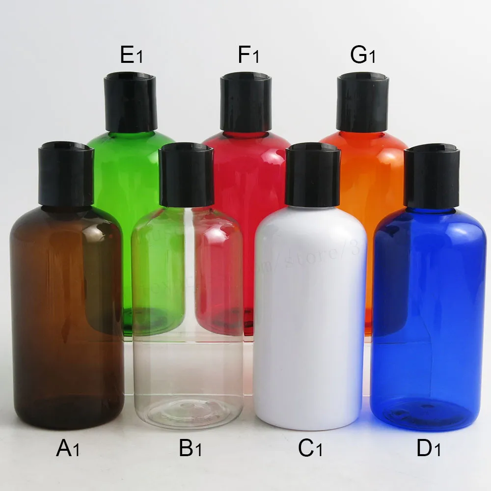 24 x 220ml 220cc Amber White Blue Green Red Orange Clear Body Wash Shampoo Plastic Lotion Bottles Containers with Disk Cap