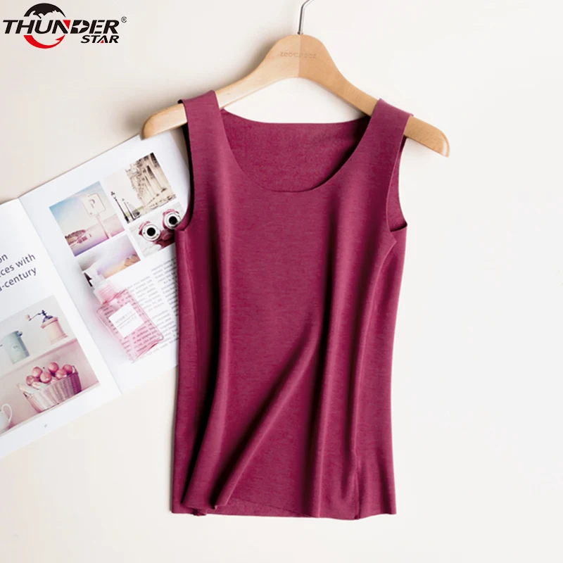 Chaleco de terciopelo para mujer, ropa interior gruesa y cálida, forro polar, Camiseta básica sin mangas, Tops elásticos térmicos con forma de cuerpo, Invierno