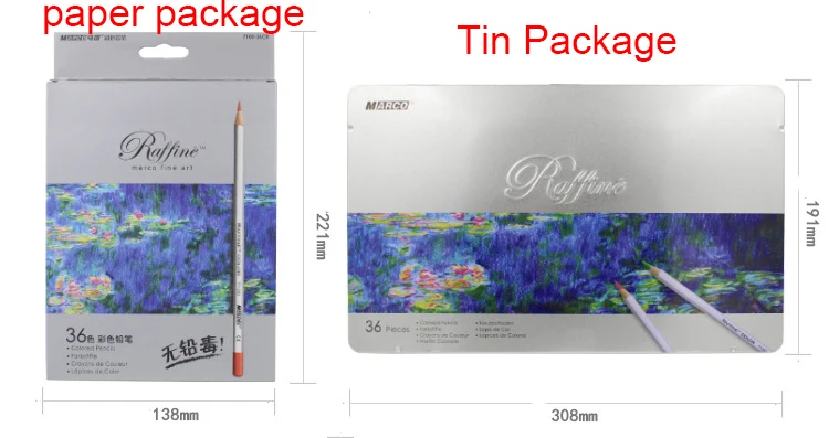 36 шт./корт. 36-цветные цветные карандаши в оловяпосылка вке и бумапосылка для студентов, рисования и живописи, искусственная кожа
