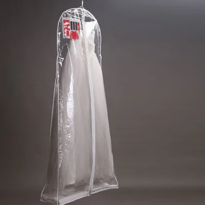 180CM Transparent PVC Dust Cover Storage For Wedding Dress Shop Showroom Thick Waterproof Clothing Garment Bags With ID Pocket