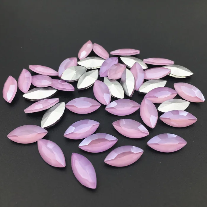 New Mocha 7x15mm Navette Glass Crystal Fancy Stone Pointback Marquise Rhinestone Violet Color