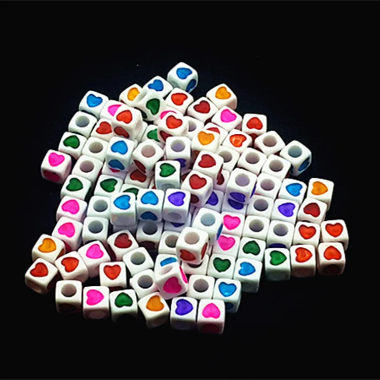 100pcs Square Alphabet/Letter Beads Toy for Children Jewelry Making Black Bead Colorful Letter DIY Bracelet Girl Gifts Wholesale