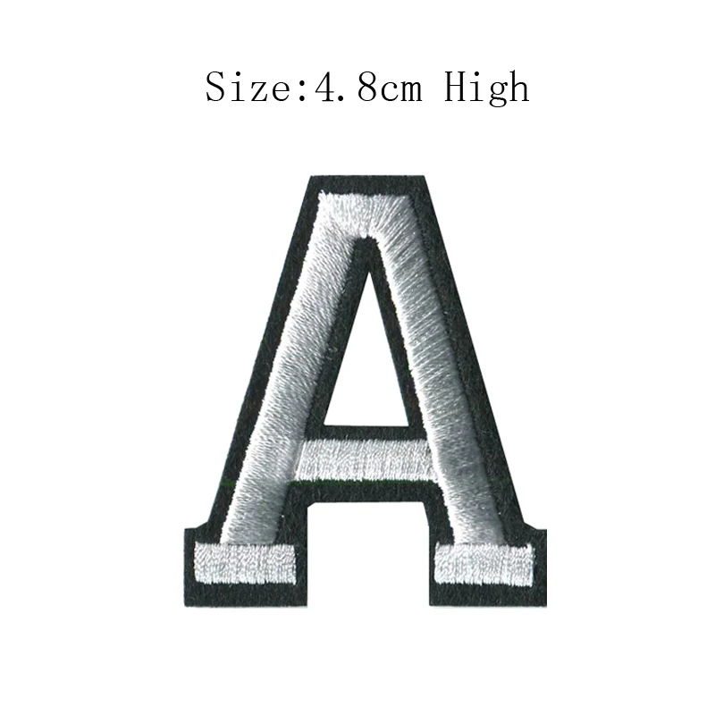 1PC A-Z white and Black English Alphabet Letteres Mixed Embroidered Sew on bagde Iron On Patch For Clothes Bag Pant(48MM high) image 3