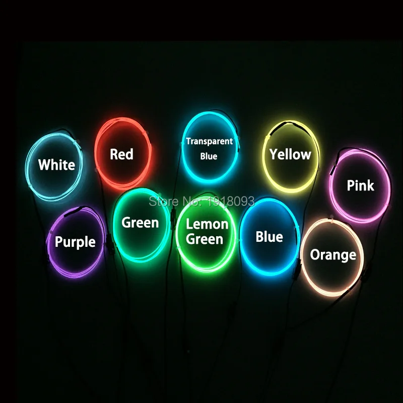 10 Colors Choice 1.3mm 1-25 Meter  EL Wire Tube Flexible LED Strip Light For Light-up Craft Model ,bag ,Decoration