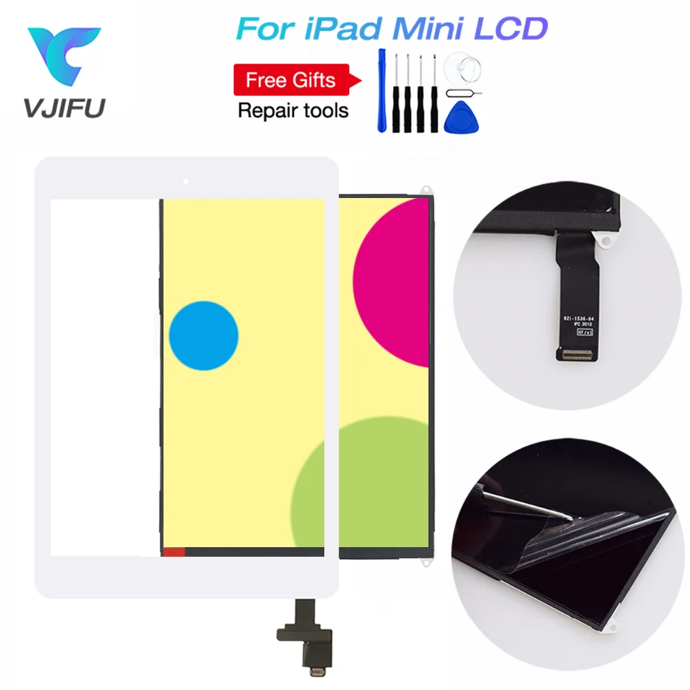 

Black White For iPad Mini 1st A1432 A1454 A1455 Touch Screen Digitizer Sensor Glass + LCD Display Screen Panel Monitor