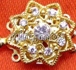 SALE Big 22mm Gold Plated octagon three strings Clasp with crystal-gp91 free shipping