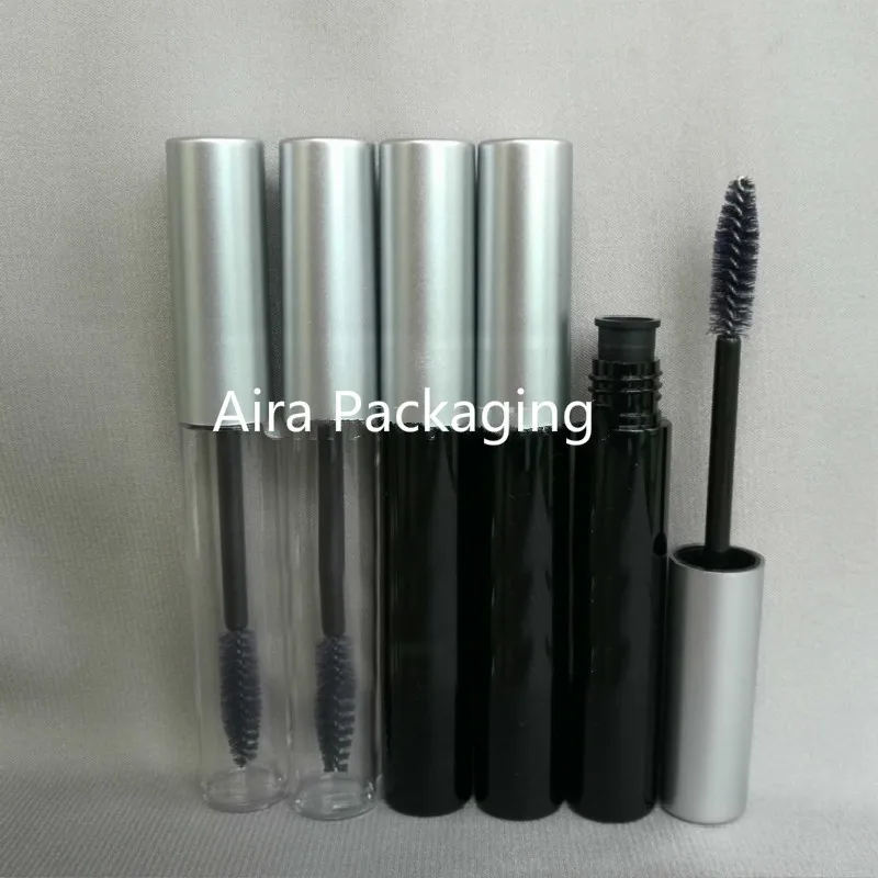 

10ML Black Cosmetic Mascara Tube with Silver Cap Eyelashes Growth Liquid Refillable Bottle Empty Mascara Tube