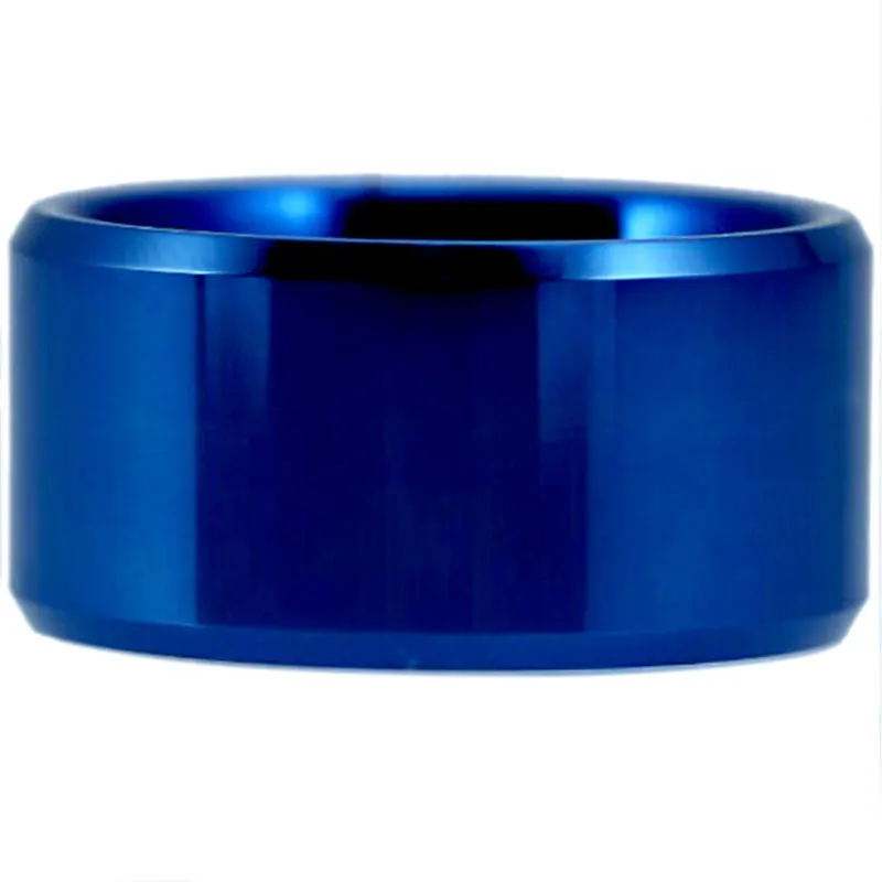 Free Shipping USA UK Canada Russia Brazil Hot Sales 12 MM Blue Color Bevel Comfort Men's Fashion Tungsten Wedding Ring