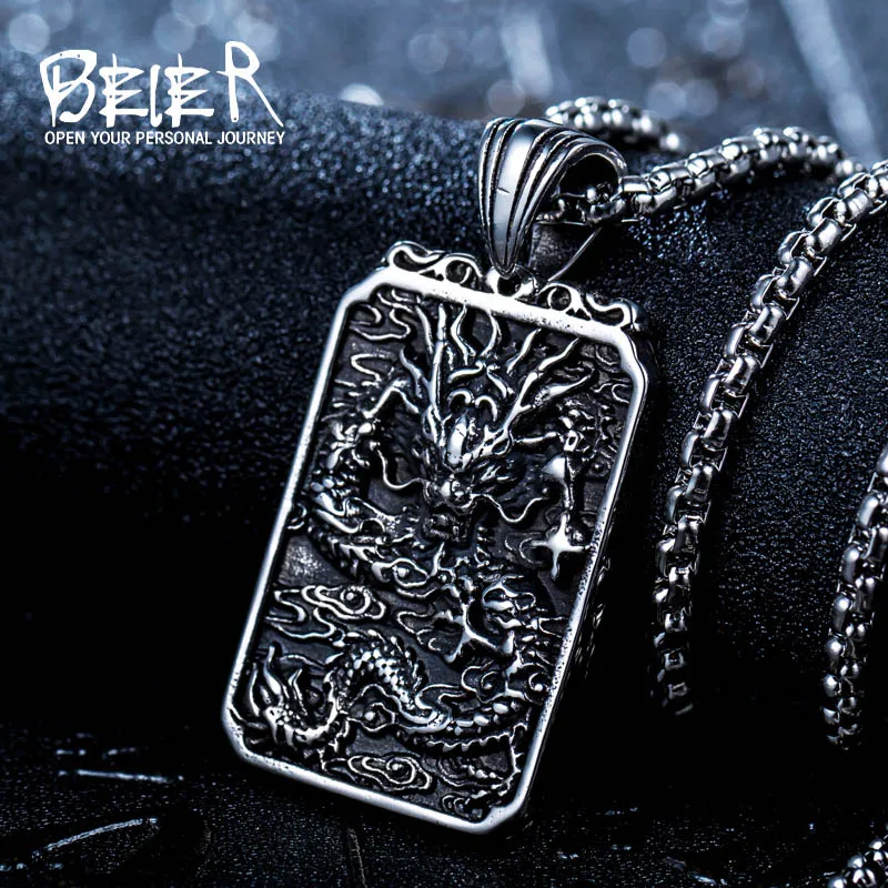 BEIER Drop Shipping Hight Quality Stainless Steel Fashion Dragon Pendant Necklace Jewelry BP8-217