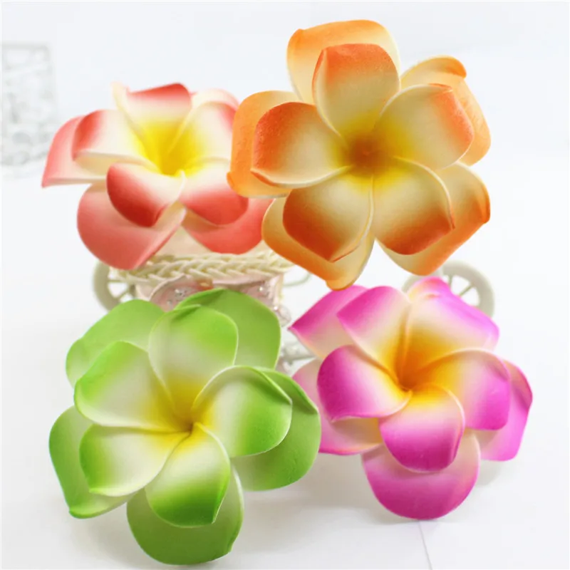 

2019 popular Brand New you pick 20 large double layer Foam Hawaiian Plumeria flower Frangipani Flower bridal hair clip 8cm