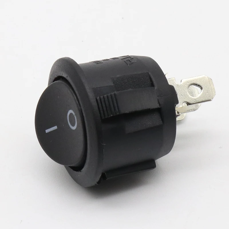 5Pcs Mini Round Black 3 Pin SPDT ON-OFF Rocker Switch Snap-in
