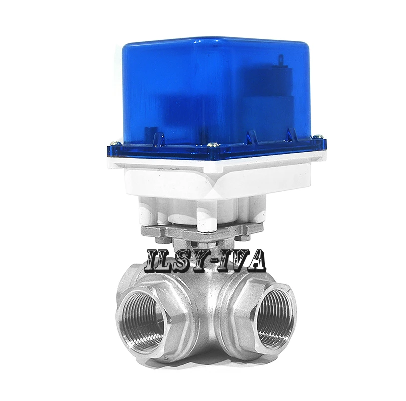 DC12V/24V DN8~DN25 3-way electric valve,fixed-type Stainless steel motorized ball valve