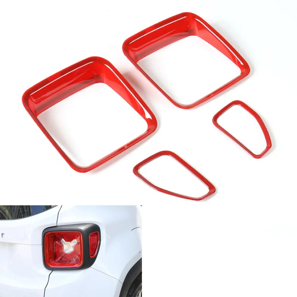 

4pcs Red ABS Rear Taillight Tail Light Lamp Cover Trim Frame Decoration Garnished Bezel For Renegade 2015-2016 Car Styling