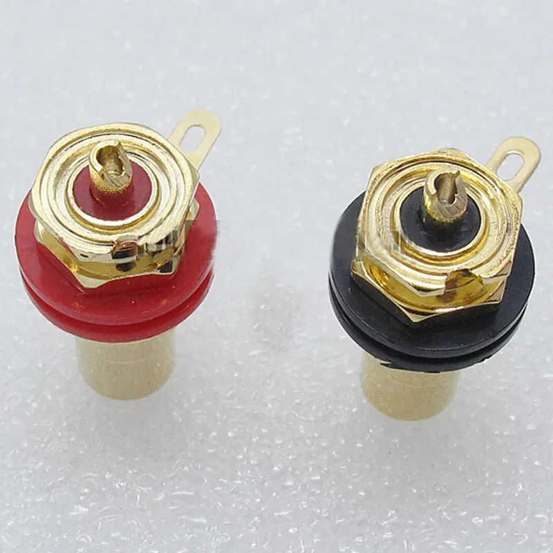 A Pair Banana Connector Full Gold-plated Copper RCA Socket Terminal for Amplifier AV Audio