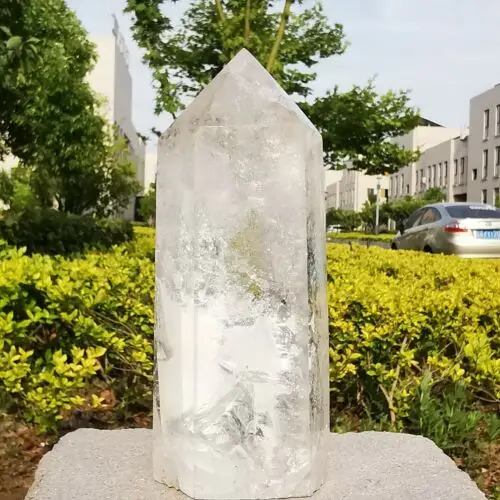 

900-1000g Natural Clear White Quartz Crystal Obelisk Stand Healing