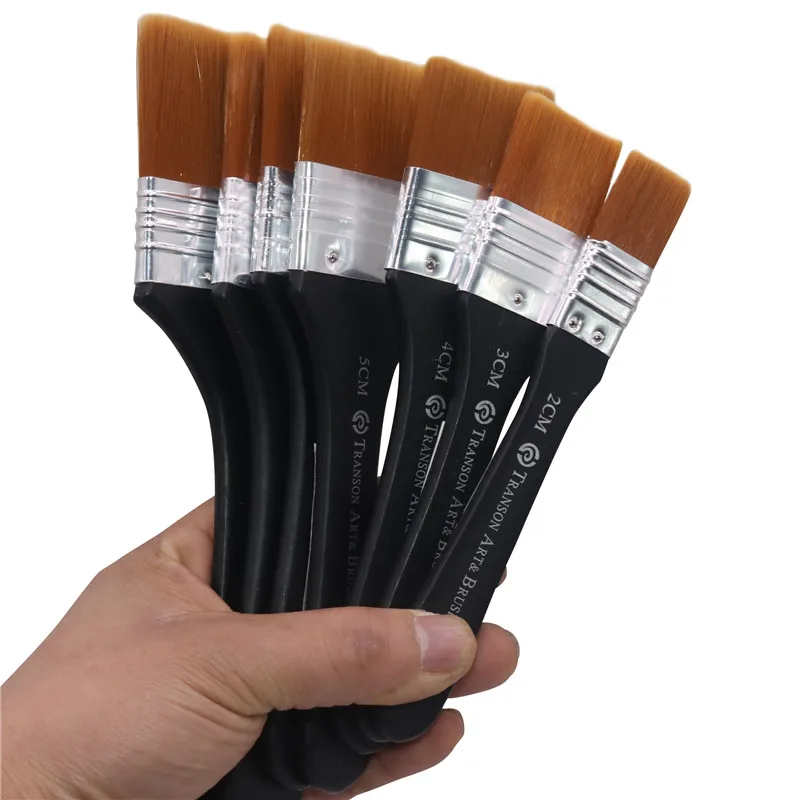 1 Pcs Black Handle Brush Metal Ring Wooden Handle Nylon Hair Artist Watercolor Oil Painting Gouache Acrylic Art Supplies