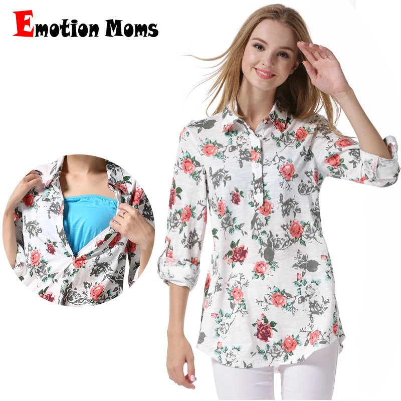 

Emotion Moms Long Sleeve Maternity Shirt Nursing Blouse Breastfeeding Tops with Lining Cover Pregnancy T Shirt Feeding Clothes