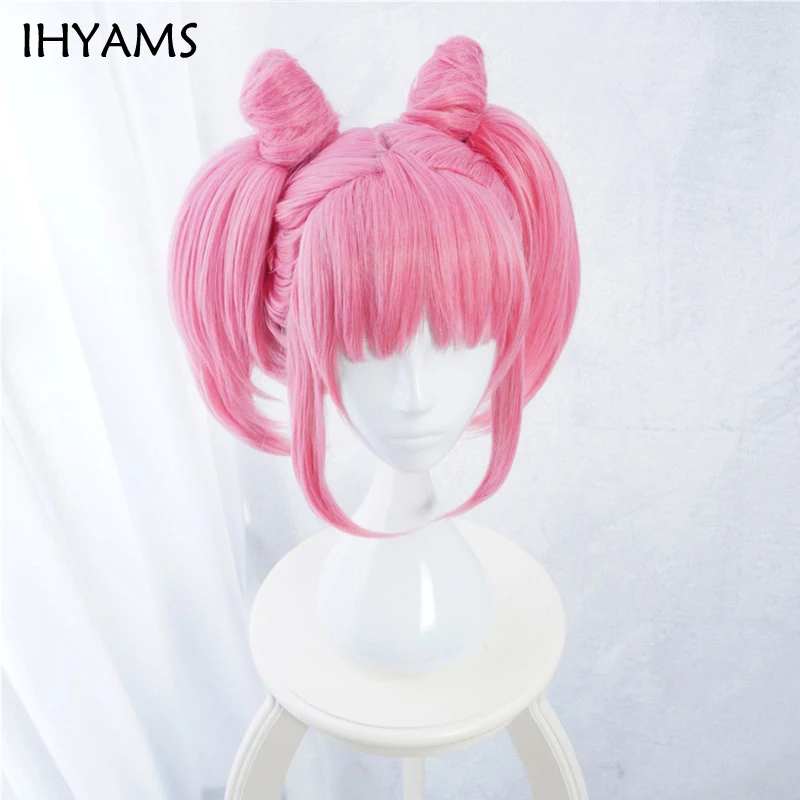 New chibi moon Cosplay Wigs Pink Women Wigs Heat Resistant Synthetic Hair Perucas Cosplay Wig+Wig Cap