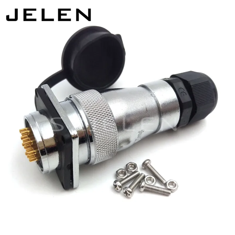 WF28 serie 16 pin waterproof connector IP67 male and female connector, LED 16 pins power cable panel mount connector