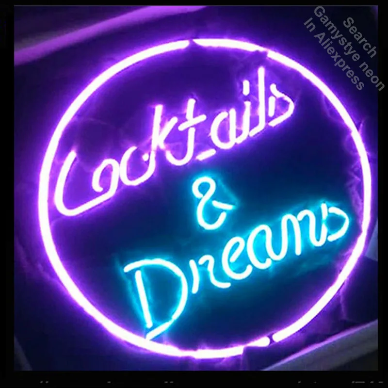 Cocktails and Dreams Neon Sign Board Neon Bulbs Light Bar Display Real GlassTube Handcrafted Beer Light Decorate Store wholesale