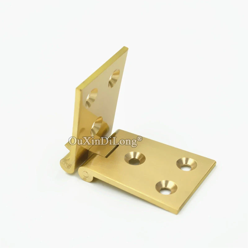 Brand New 4PCS Pure Brass Table Tray Flip Hinges Wood Furniture Folding Cabinet Hinges + Screws