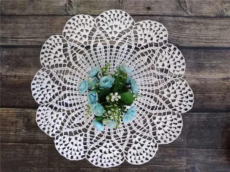 39CM Round Luxury Cotton Table Place Mat Cloth Lace Crochet Christmas Placemat Coaster Kitchen Wedding Doily Coaster Mat Pad