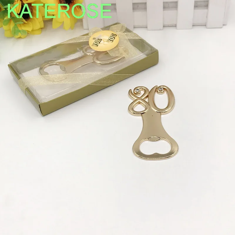 20PCS Gold 80th Design Bottle Opener Wedding Anniversary Party Giveaway Digital 80 Beer Opener Birthday Souvenir