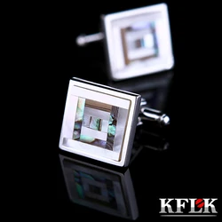 KFLK Jewelry shirt cufflinks for mens Brand Coloured Shell Cuff link Fashion Button High Quality Luxury Wedding  guests