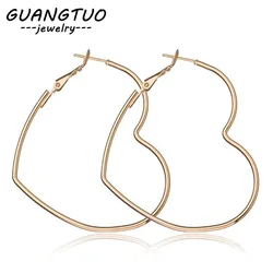 New Fashion Heart Shape Hoop Earrings For Women Fashion Ear Jewelry boucle o'reilles femmes Hyperbole Brincos Bijoux Gift EB2095