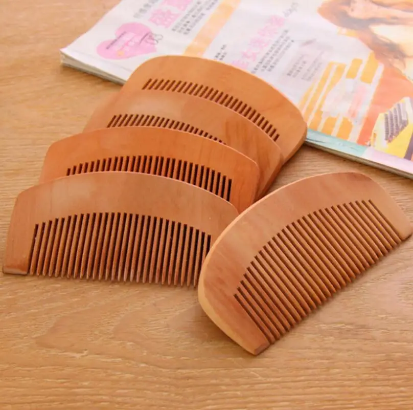 Wholesale 500pcs/lot High Quality Portable Natural Peach Wood Comb Beard Comb Pocket Comb lin4734