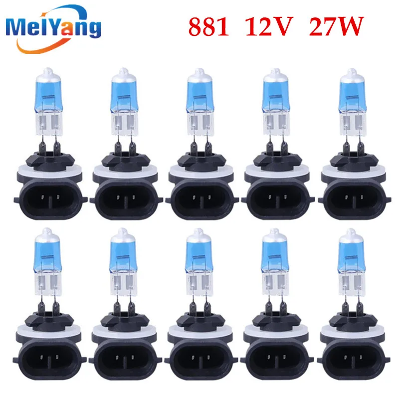 

10pcs 881 27W H27 894 Super Bright White Fog Halogen Bulb Hight Power 27W Car Head Light Lamp DRL Day Running Lights 12V