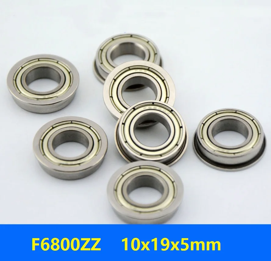 100pcs/lot F6800ZZ F6800Z F6800 ZZ Z 10x19x5 mm flange deep groove Ball Bearing double shielded flanged F 6800ZZ 10*19*5mm