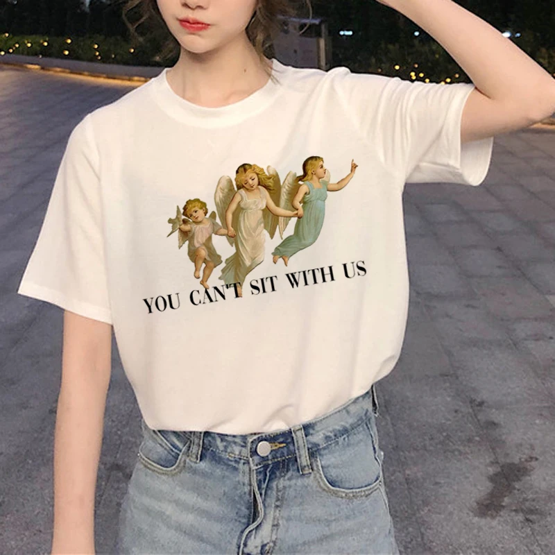 New Harajuku Angel Funny T Shirt Women Ullzang Aesthetic Kawaii T-shirt 90s Graphic Cartoon Tshirt Korean Style Top Tees Female